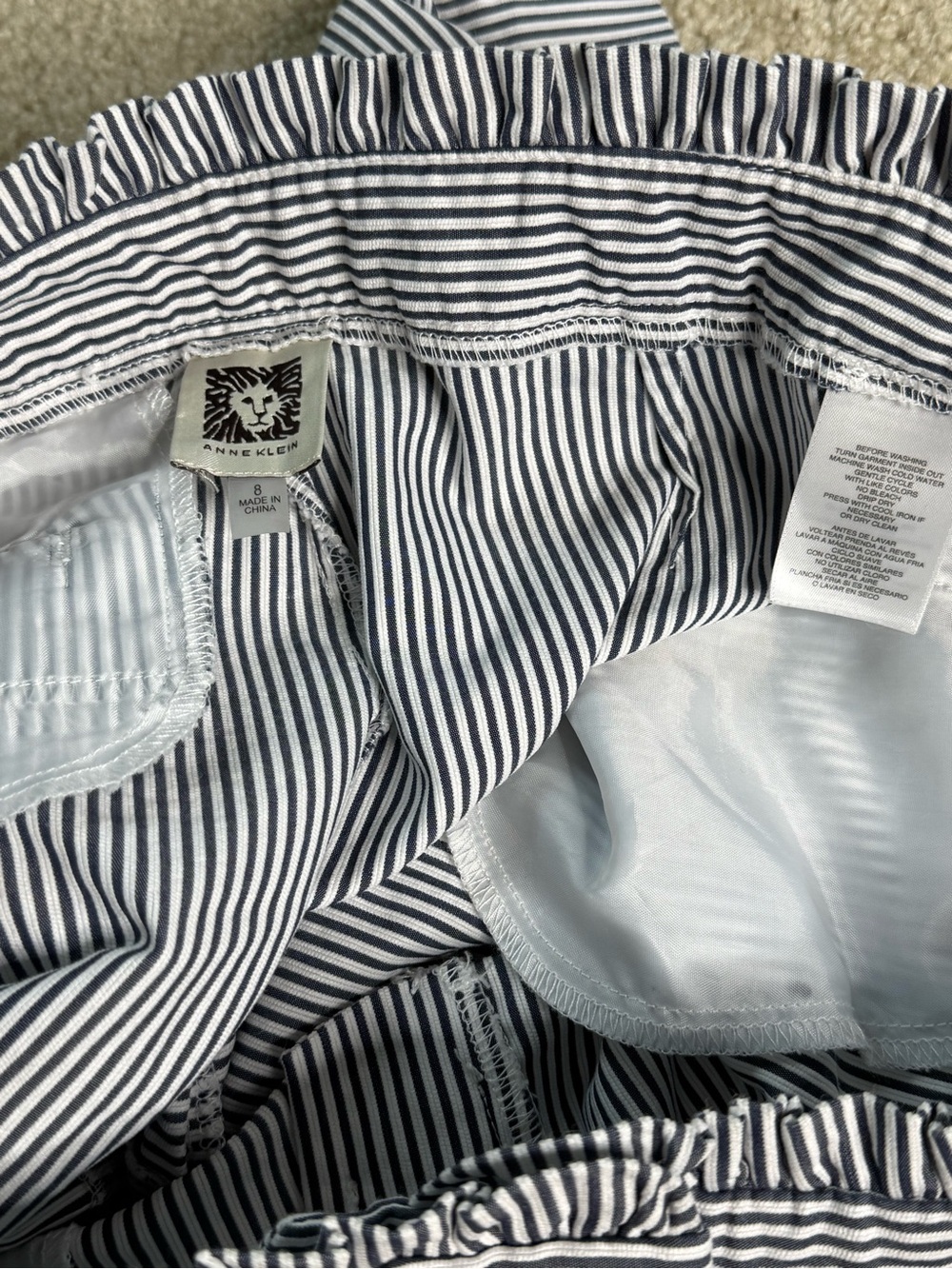 Anne Klein Navy and White Pinstripe Shorts - Picture 6 of 9